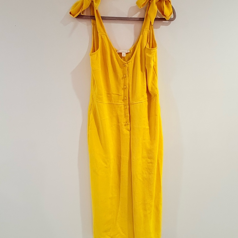 Chelsea & Violet Yellow Midi Dress with Bow Straps